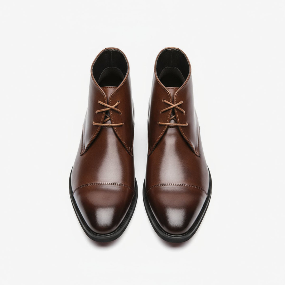 Men's Full-Grain Leather Cap-Toe Chukka Boots - Brown