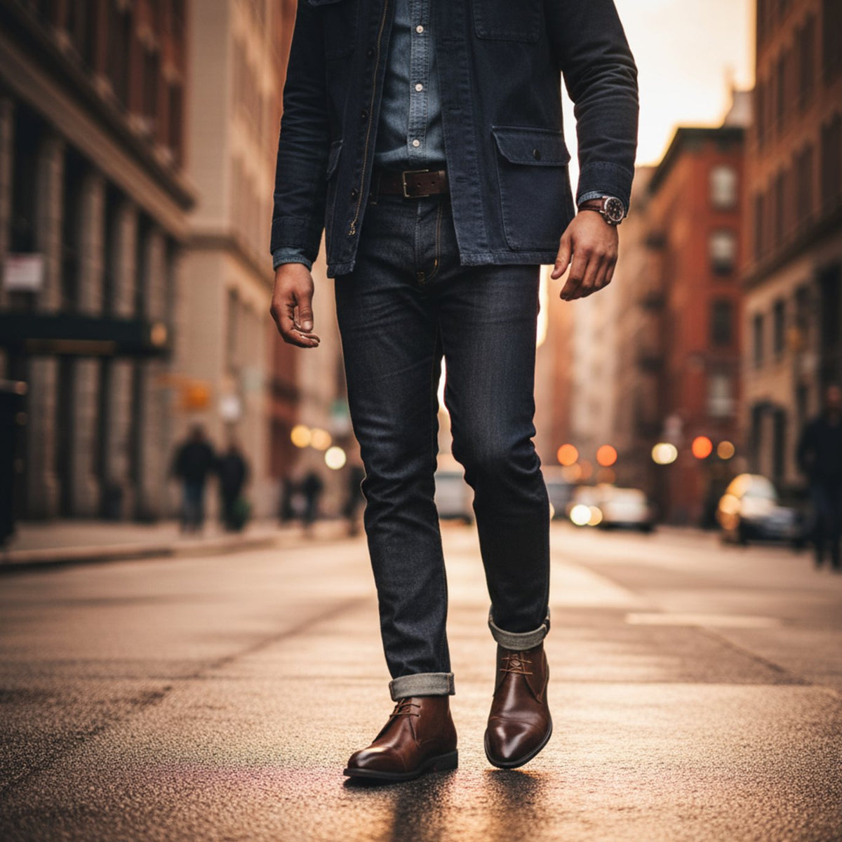 Men's Full-Grain Leather Cap-Toe Chukka Boots