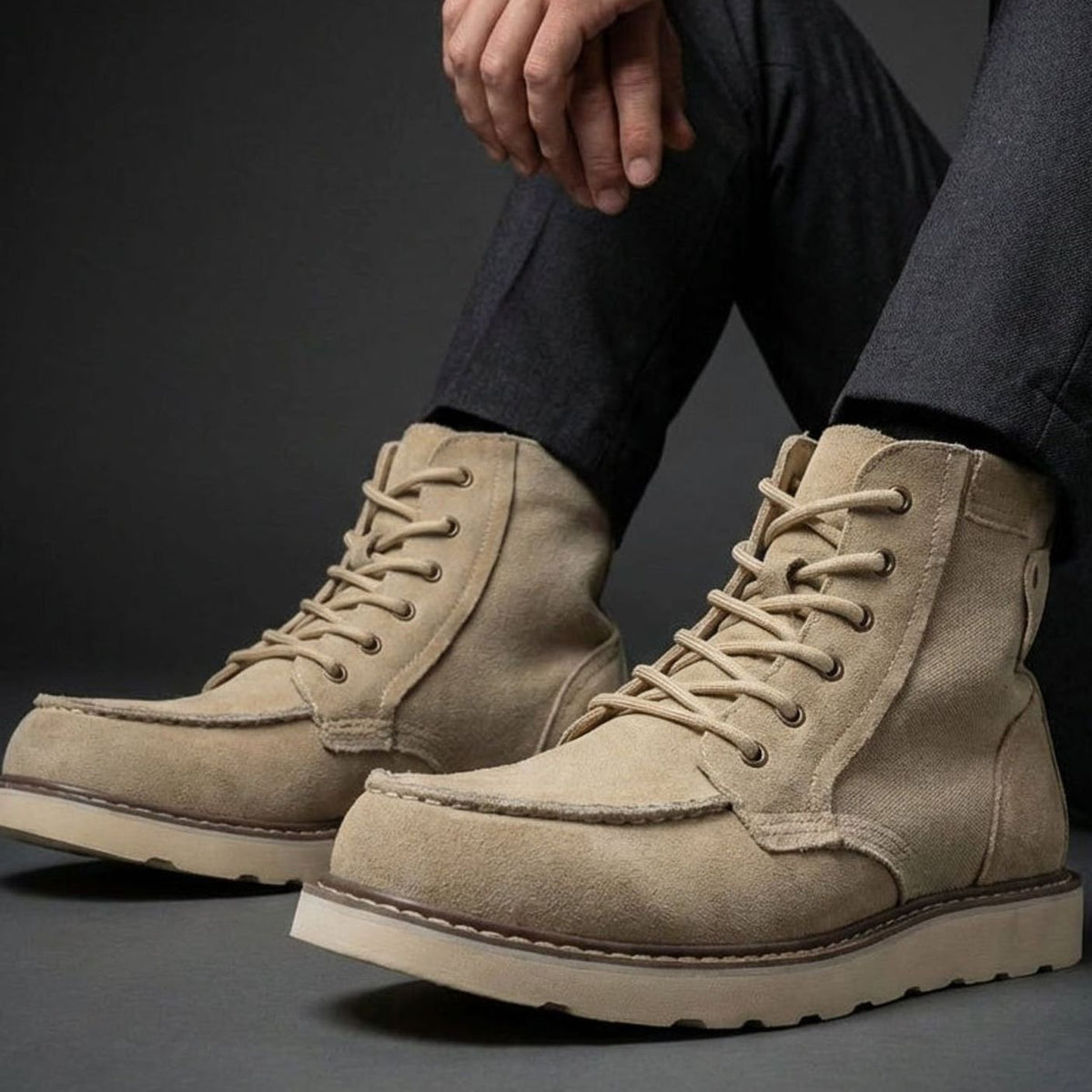 Men's Full-Grain Leather Lace-Up Ankle Boots