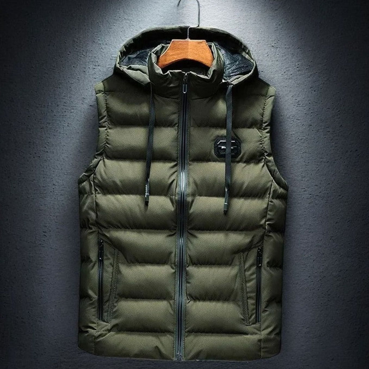 Men's Hooded Quilted Puffer Gilet Sleeveless Insulated Vest - Green