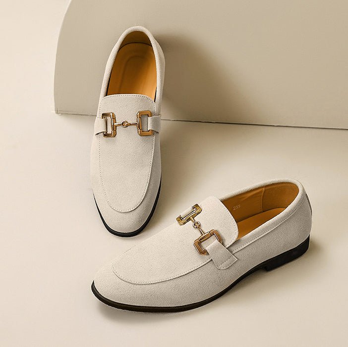 Men's Horsebit Loafers Slip-On Leather-Style Formal - Beige