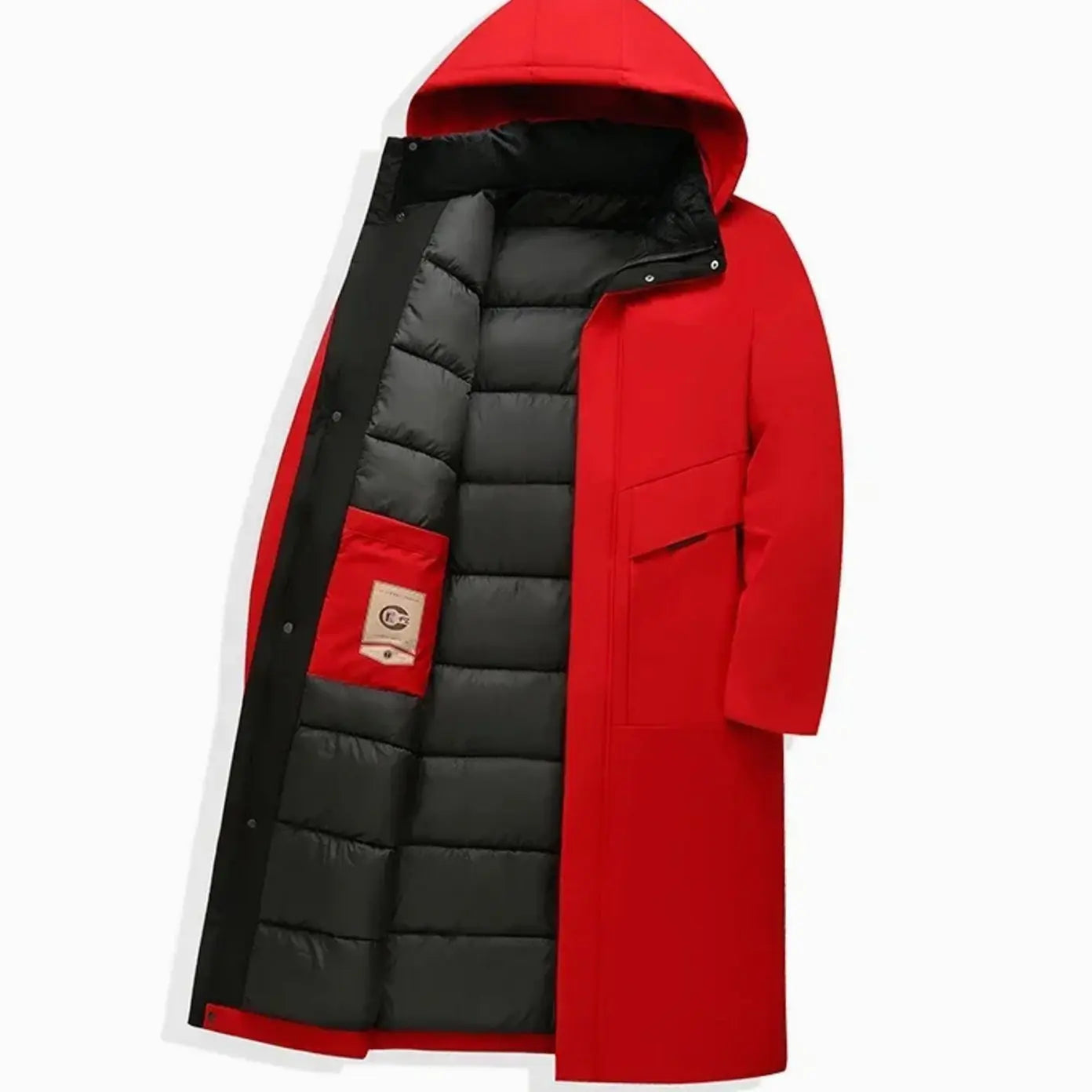 Men's Insulated Hooded Long-Line Zip-Front Winter Coat
