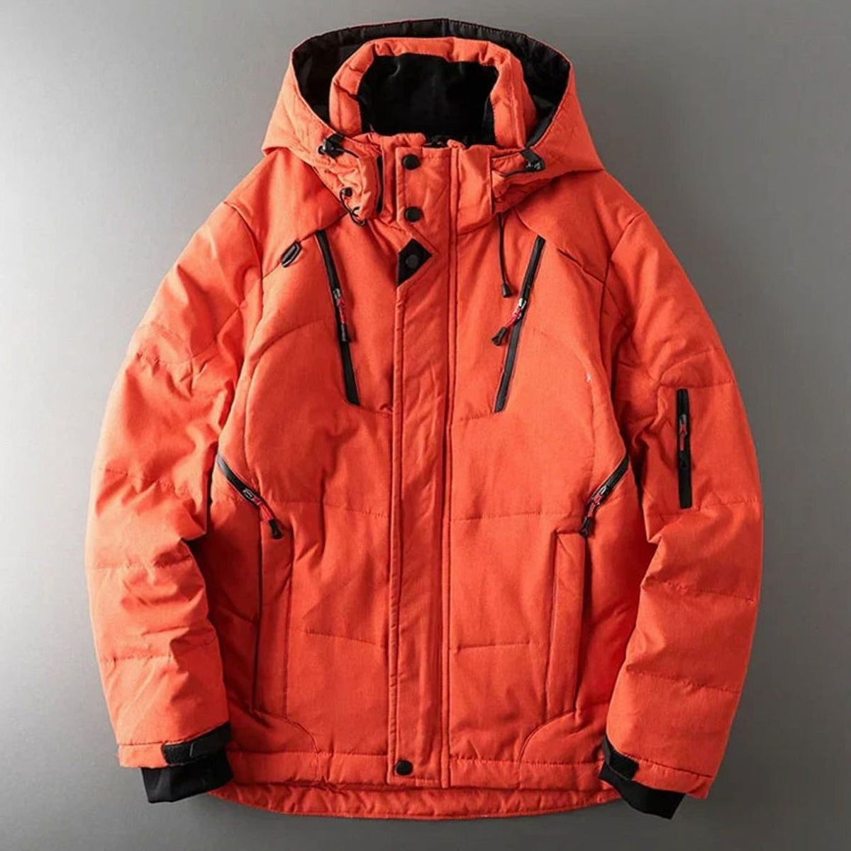Men's Insulated Hooded Water-Resistant Puffer Jacket - Orange