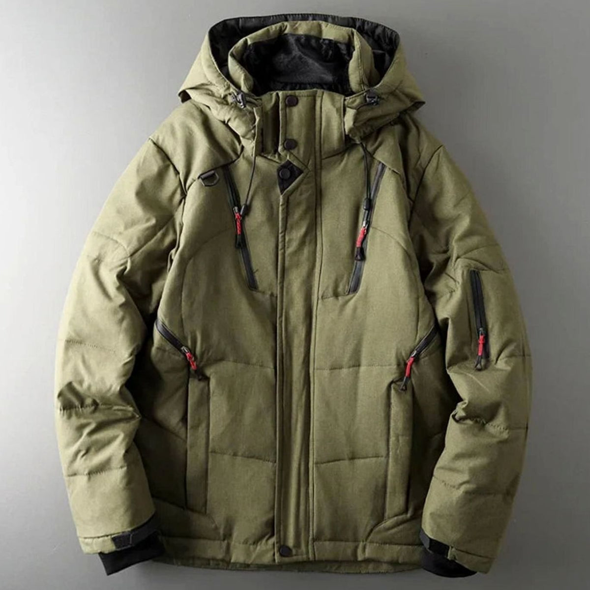 Men's Insulated Hooded Water-Resistant Puffer Jacket - Green
