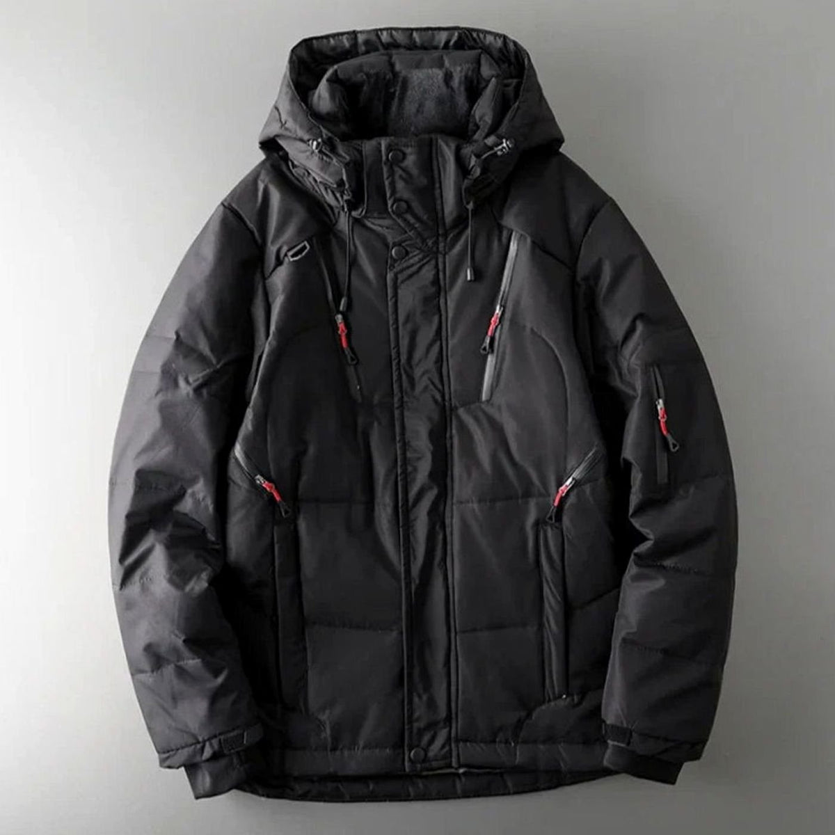 Men's Insulated Hooded Water-Resistant Puffer Jacket - Black