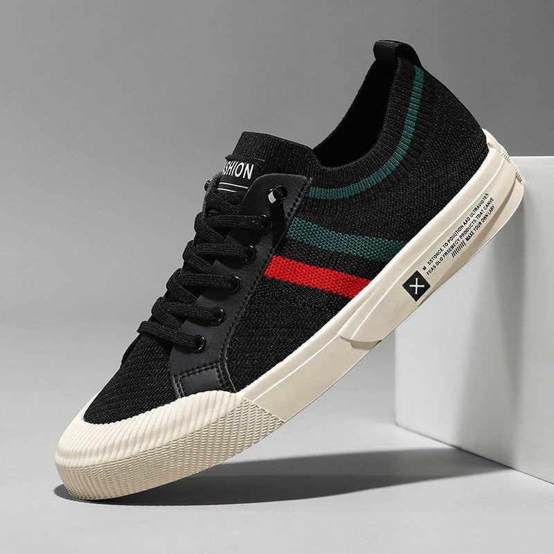 Men's Knit Trainers Breathable Mesh Lace-Up - Black