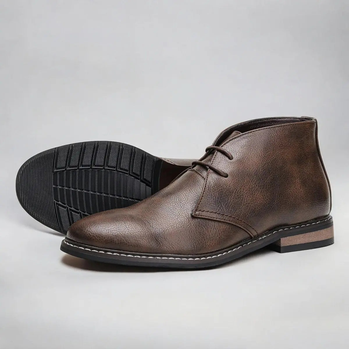 Mens Lace-Up Chukka Boots Faux Leather Ankle Boot