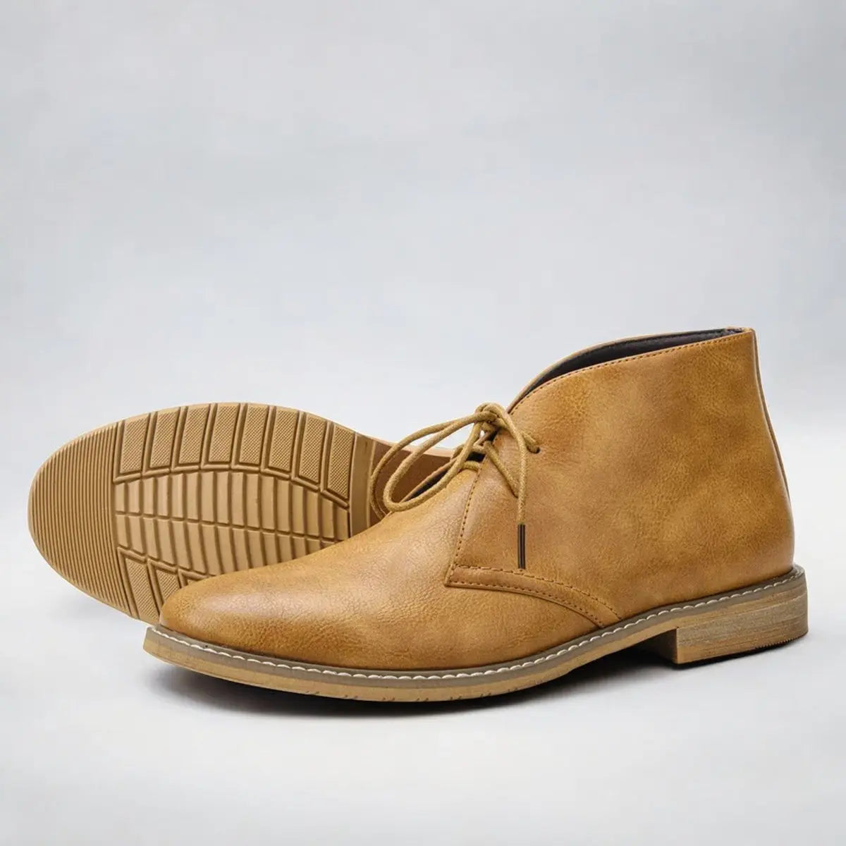 Mens Lace-Up Chukka Boots Faux Leather Ankle Boot