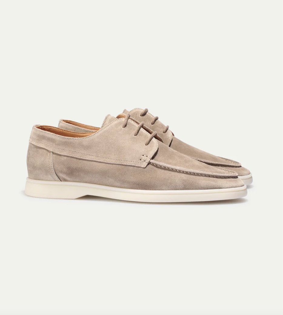 Men's Lace-Up Loafers Rounded Toe Moccasin Style