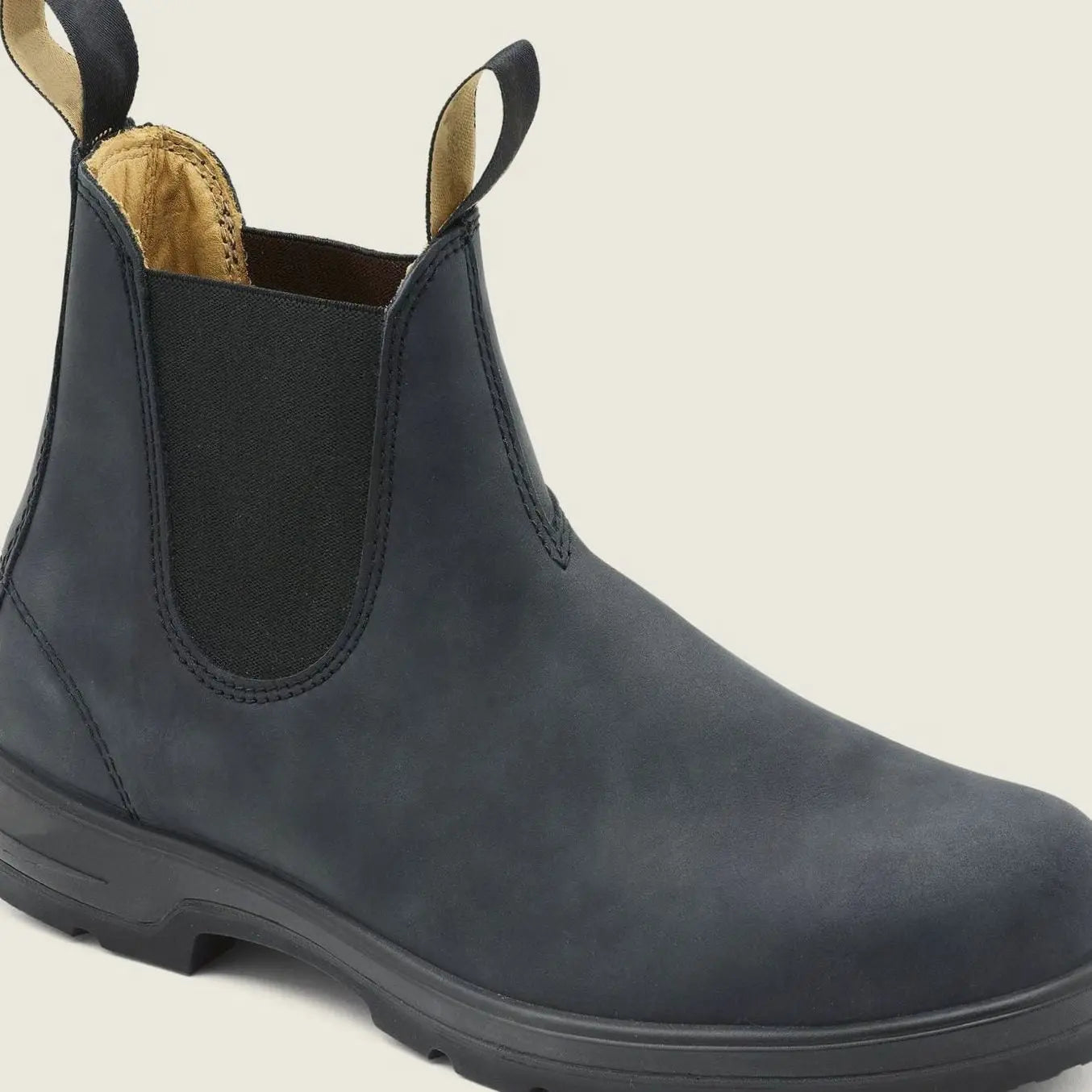 Men's Leather Slip-On Chelsea Boots Rugged Sole - Blue