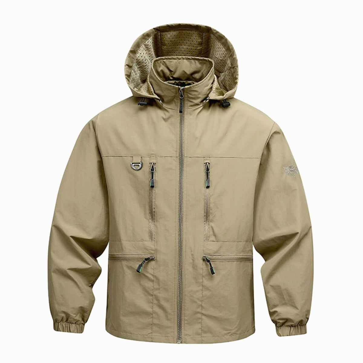 Men's Lightweight Hooded Windproof Outdoor Jacket - Khaki