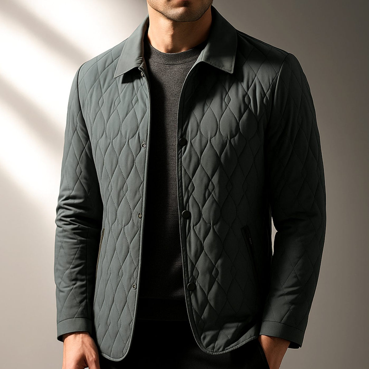 Men's Lightweight Quilted Button-Front Jacket
