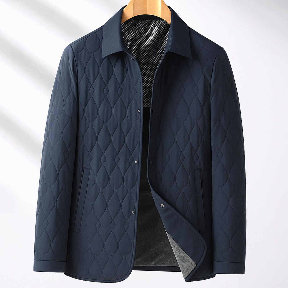 Men's Lightweight Quilted Button-Front Jacket - Navy