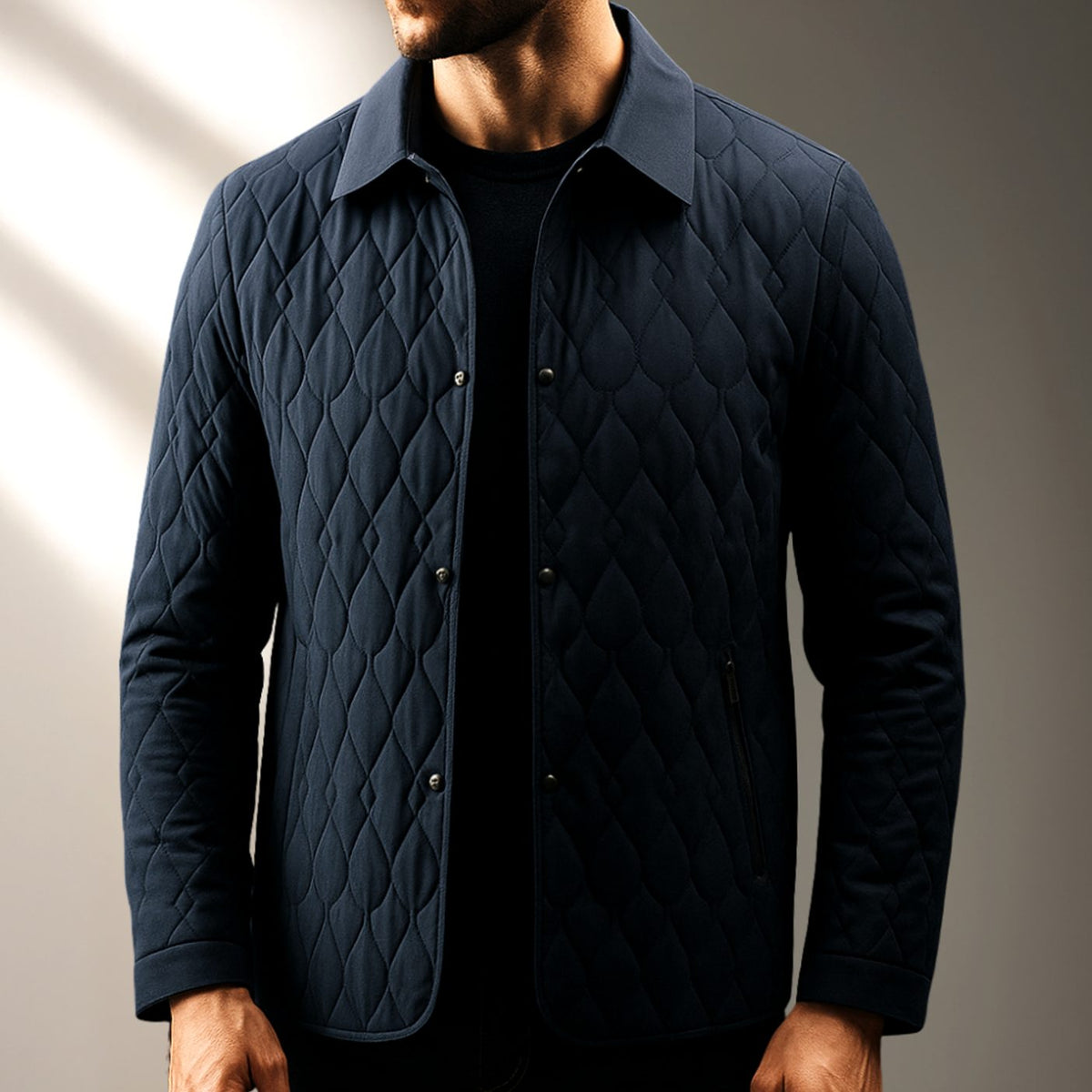 Men's Lightweight Quilted Button-Front Jacket