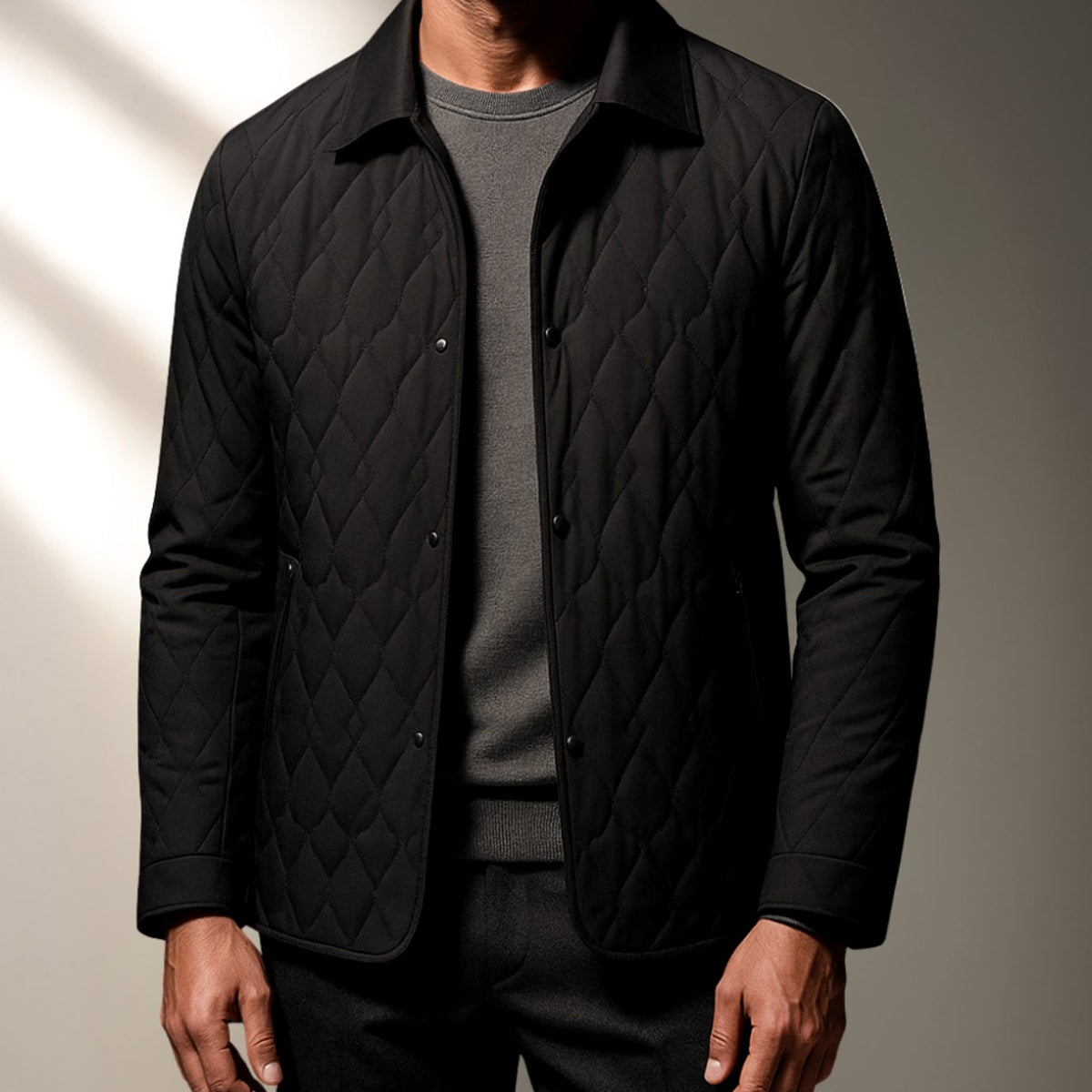 Men's Lightweight Quilted Button-Front Jacket