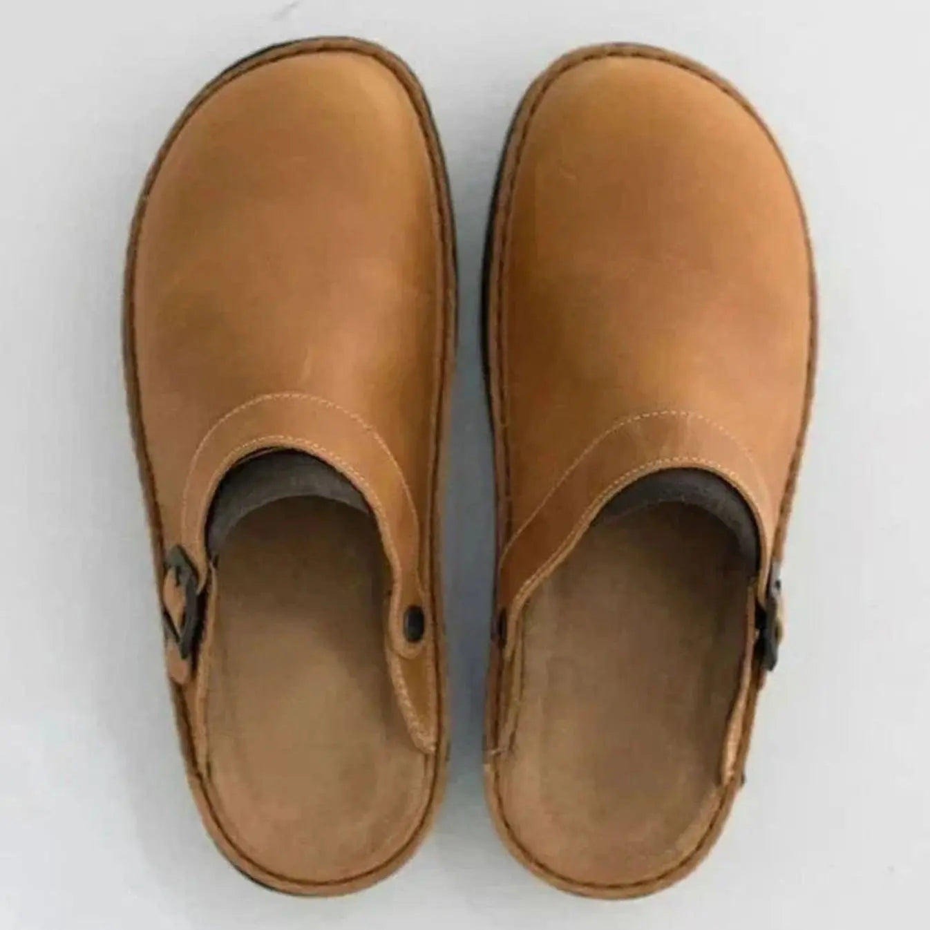 Men's Orthopaedic Leather Buckle Slip on Clogs