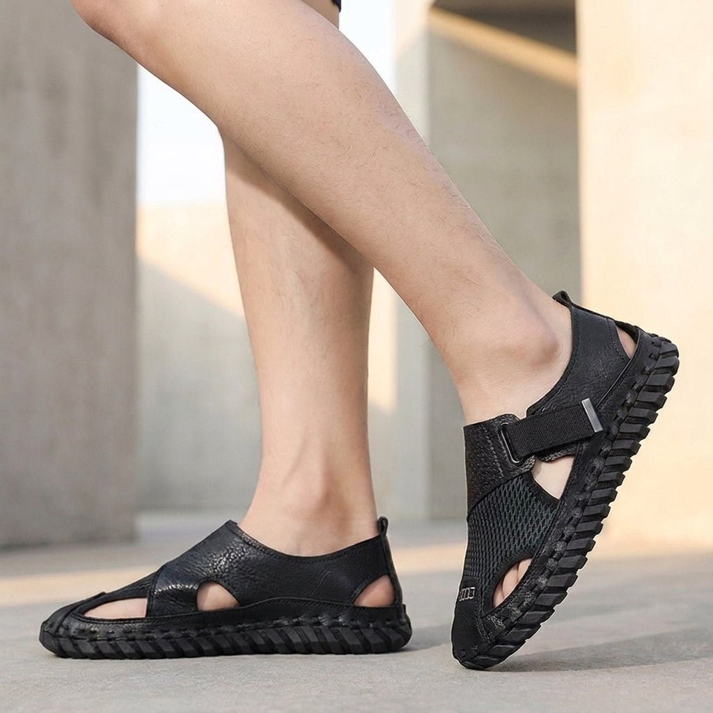 Men's Orthopedic Fisherman Sandals Closed-Toe Breathable - Black