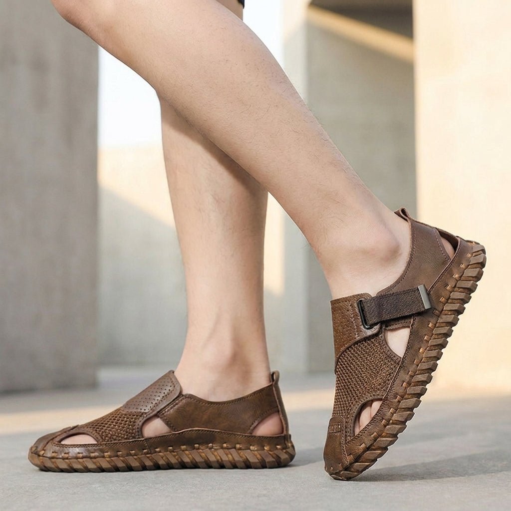 Men's Orthopedic Fisherman Sandals Closed-Toe Breathable - Brown