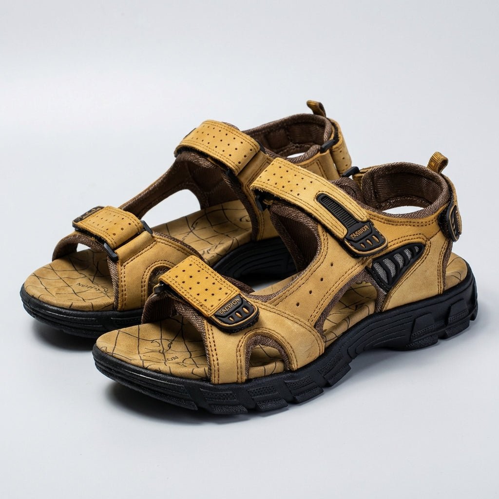 Men's Orthopedic Leather Sandals Adjustable Strap