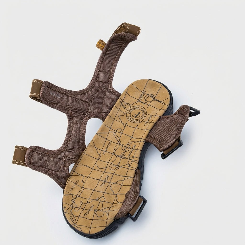 Men's Orthopedic Leather Sandals Adjustable Strap