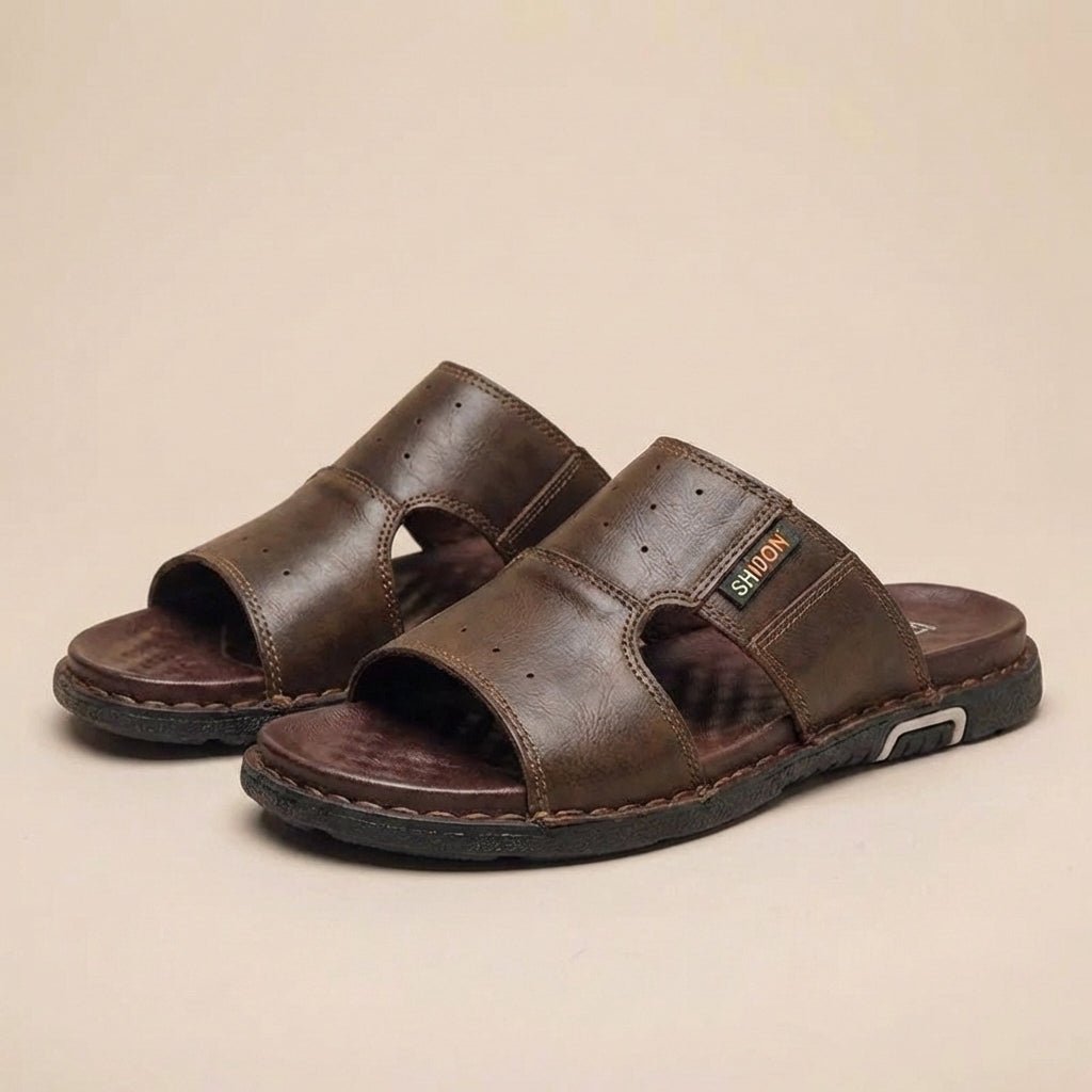 Men's Orthopedic Slide Sandals Wide Fit Leather