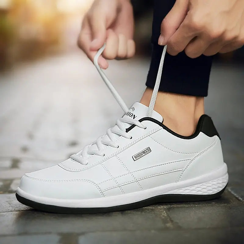 Men's Orthopedic Trainers Waterproof Arch Support Lace-Up - White