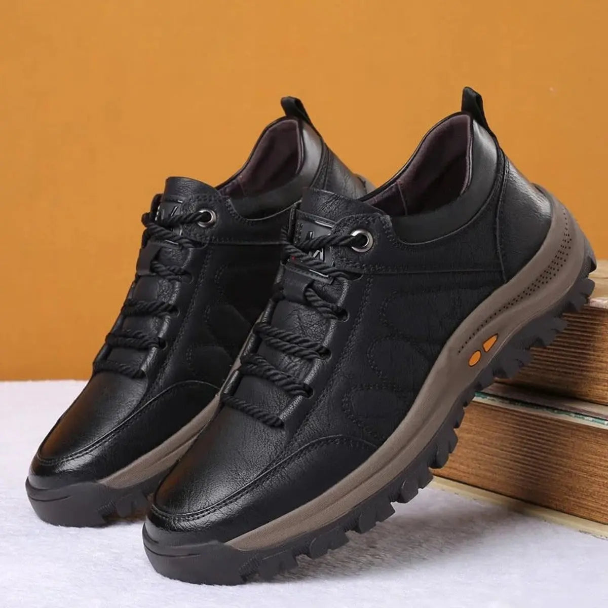 Men's Orthopedic Waterproof Leather Lace-Up Casual Shoes