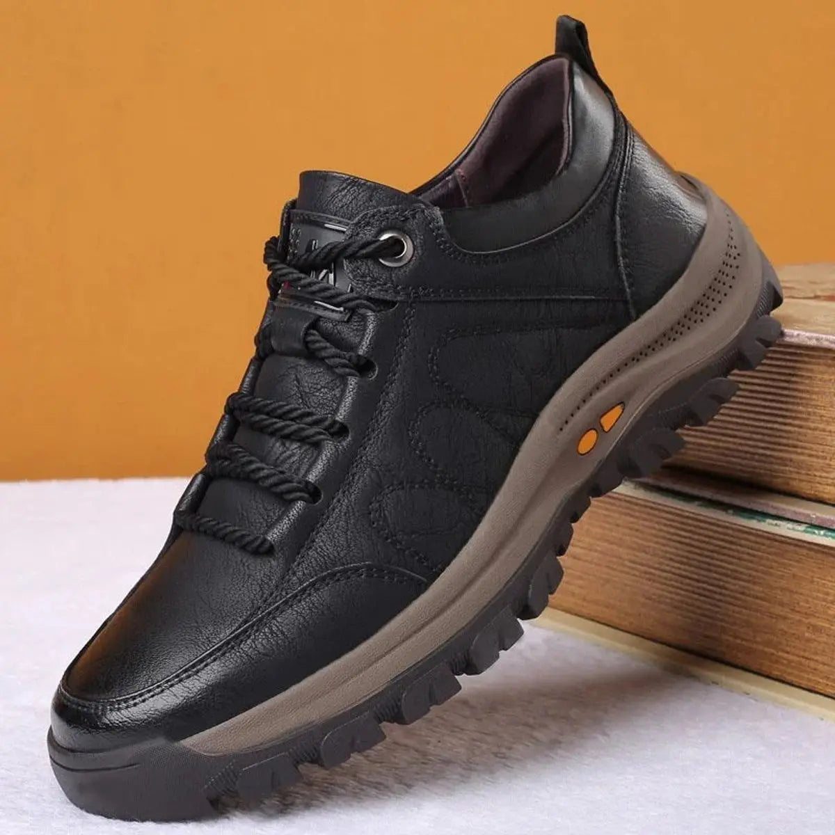 Men's Orthopedic Waterproof Leather Lace-Up Casual Shoes