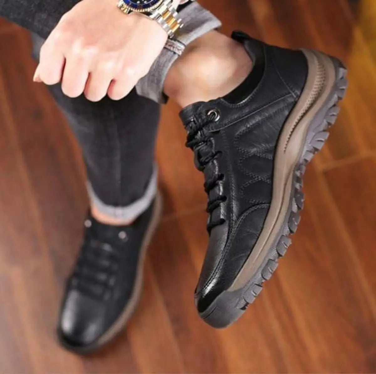 Men's Orthopedic Waterproof Leather Lace-Up Casual Shoes
