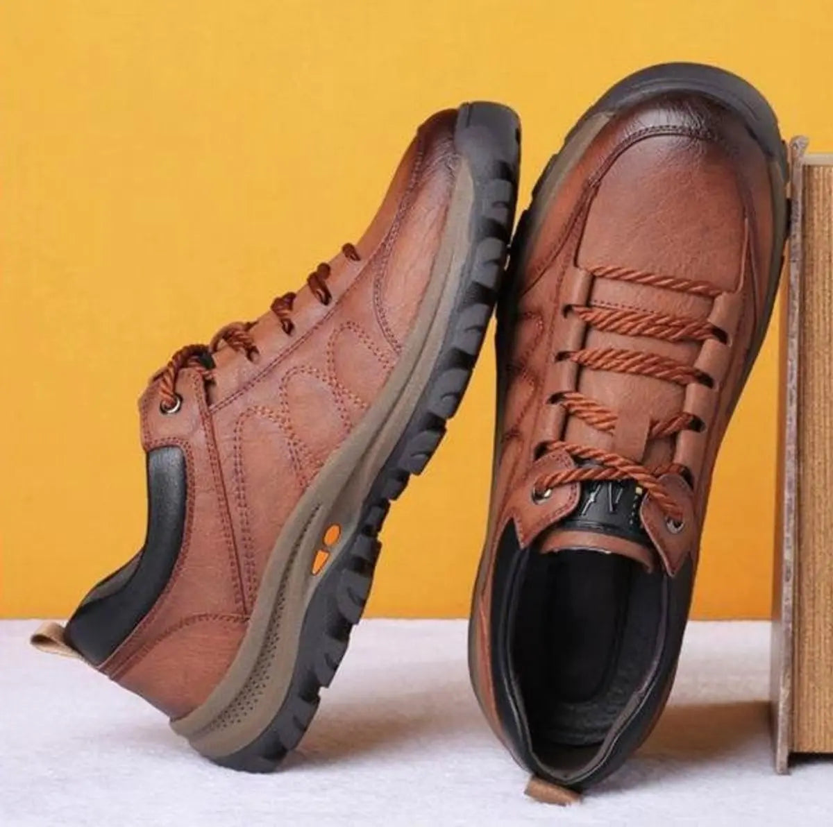 Men's Orthopedic Waterproof Leather Lace-Up Casual Shoes