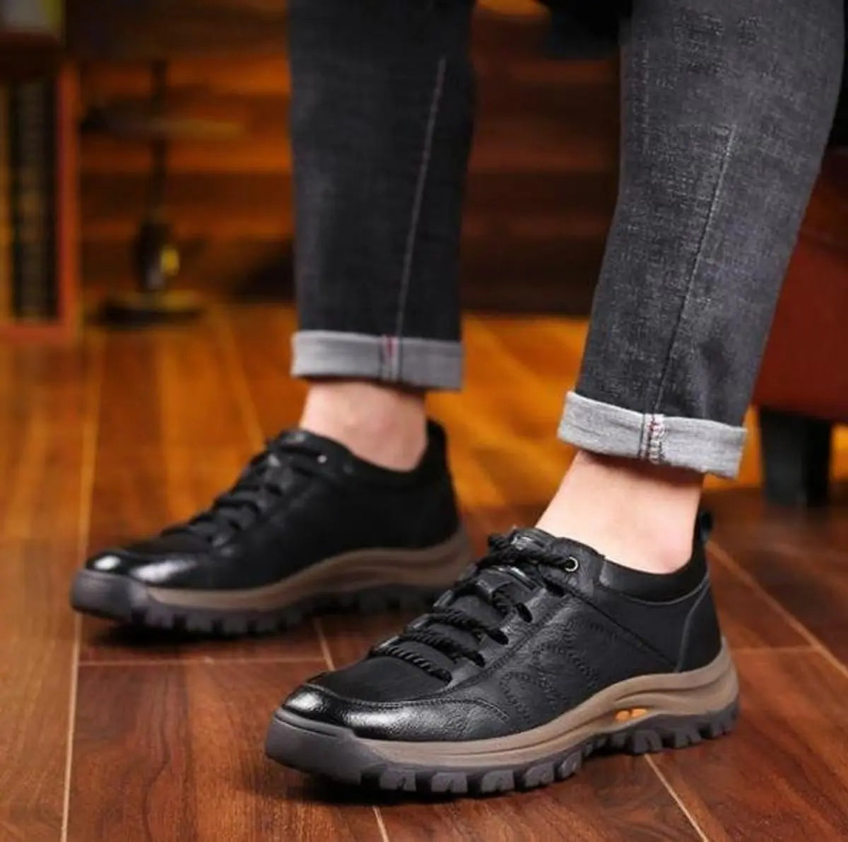 Men's Orthopedic Waterproof Leather Lace-Up Casual Shoes