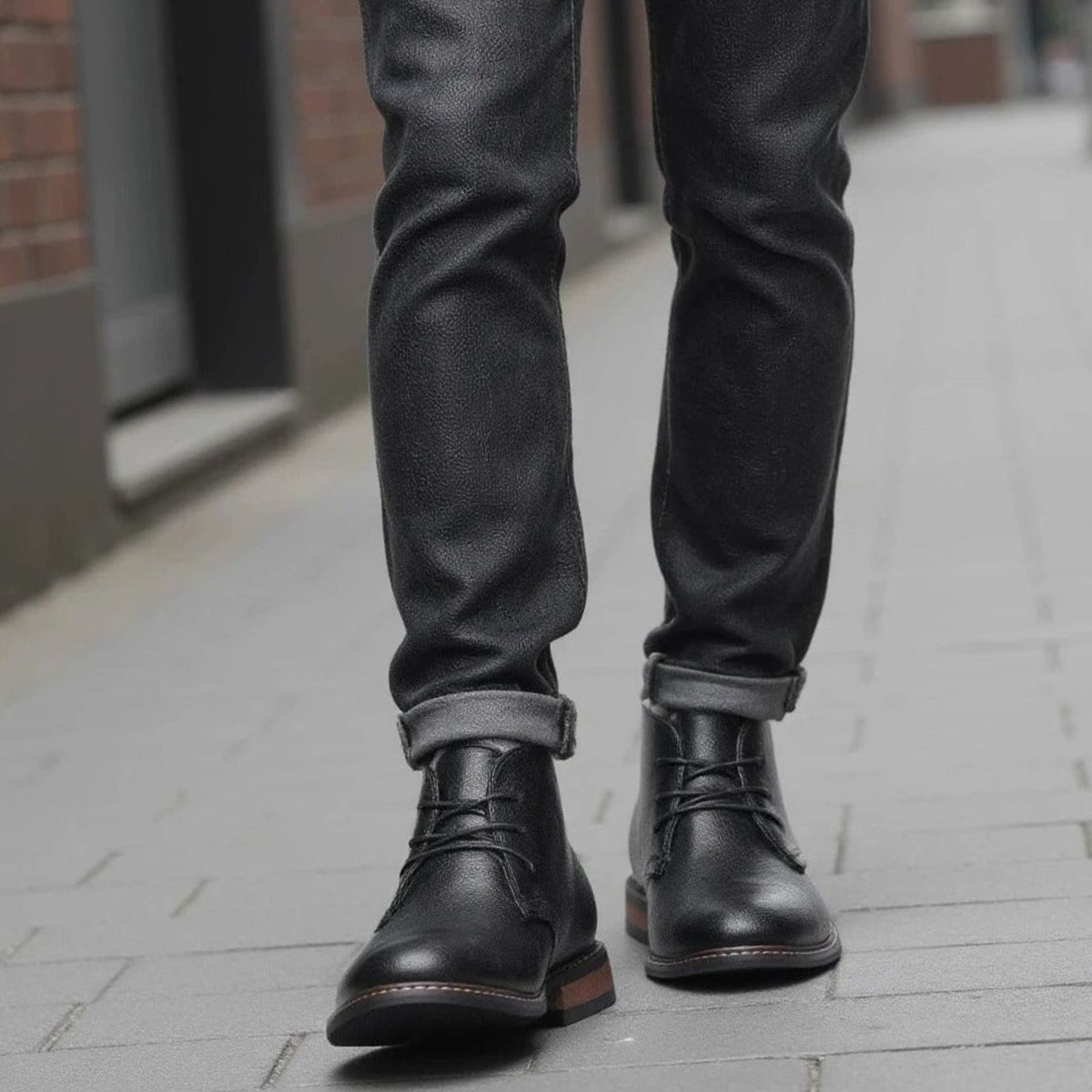 Men's Pebbled Leather Lace-Up Chukka Boots