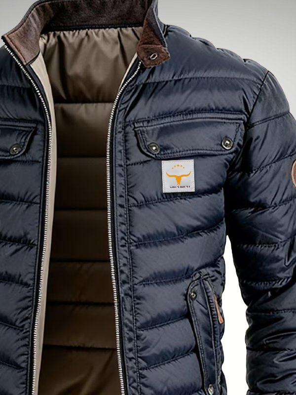 Men's Quilted Bomber Jacket Navy Blue