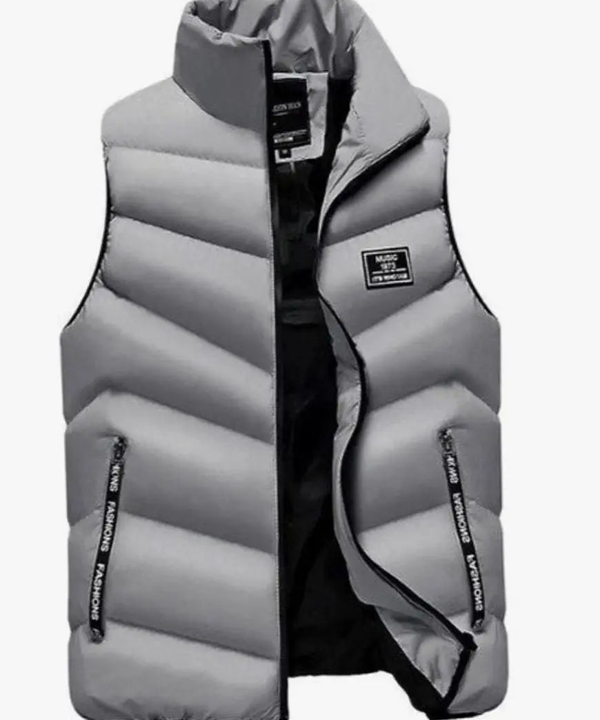 Men's Quilted Puffer Vest Sleeveless Padded Mens Coat - Grey