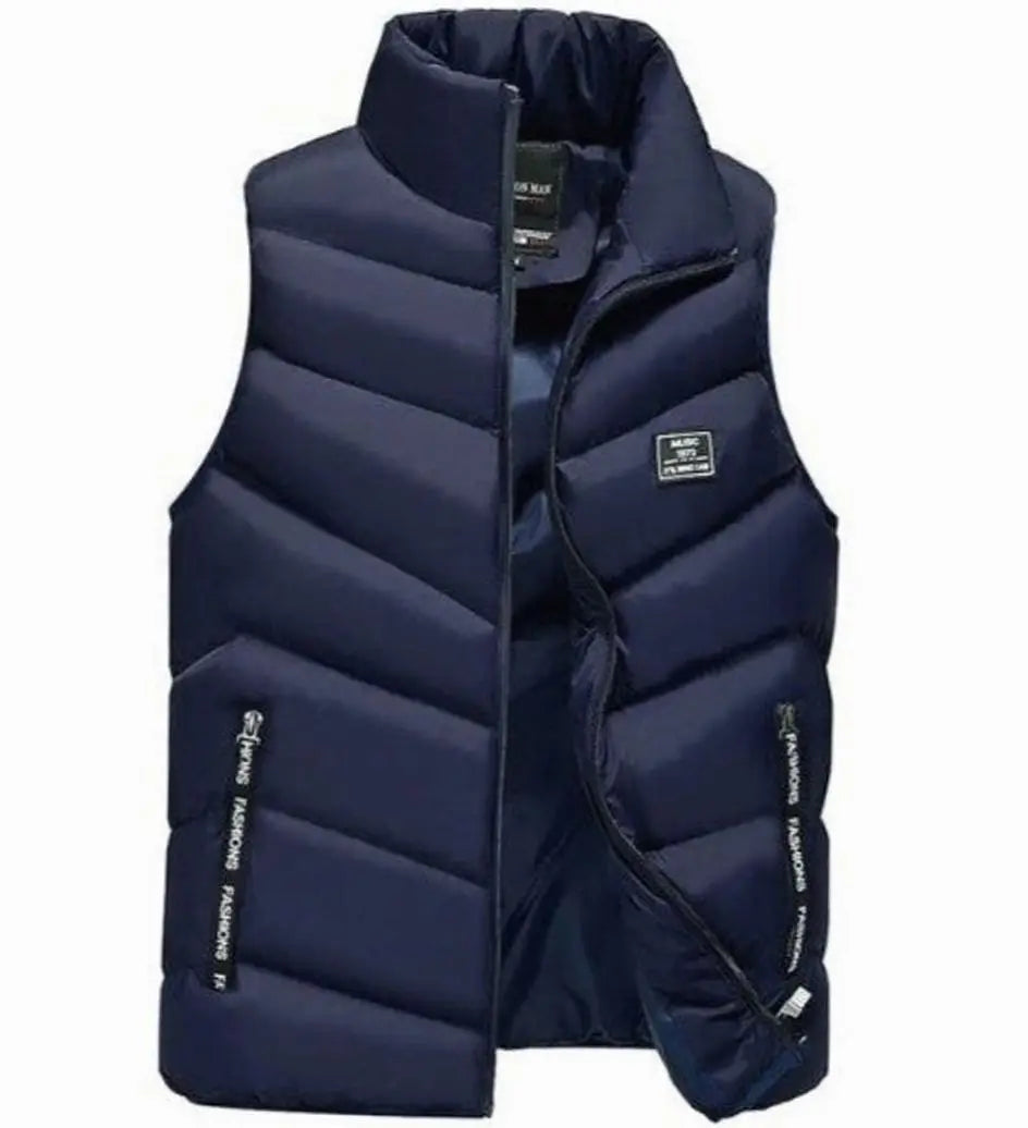 Men's Quilted Puffer Vest Sleeveless Padded Mens Coat - Navy Blue