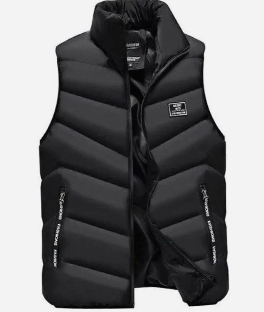 Men's Quilted Puffer Vest Sleeveless Padded Mens Coat - Black