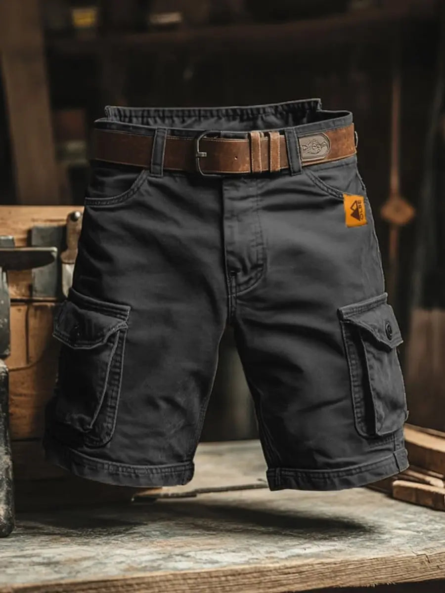 Men's Relaxed-Fit Multi-Pocket Cargo Shorts - Black