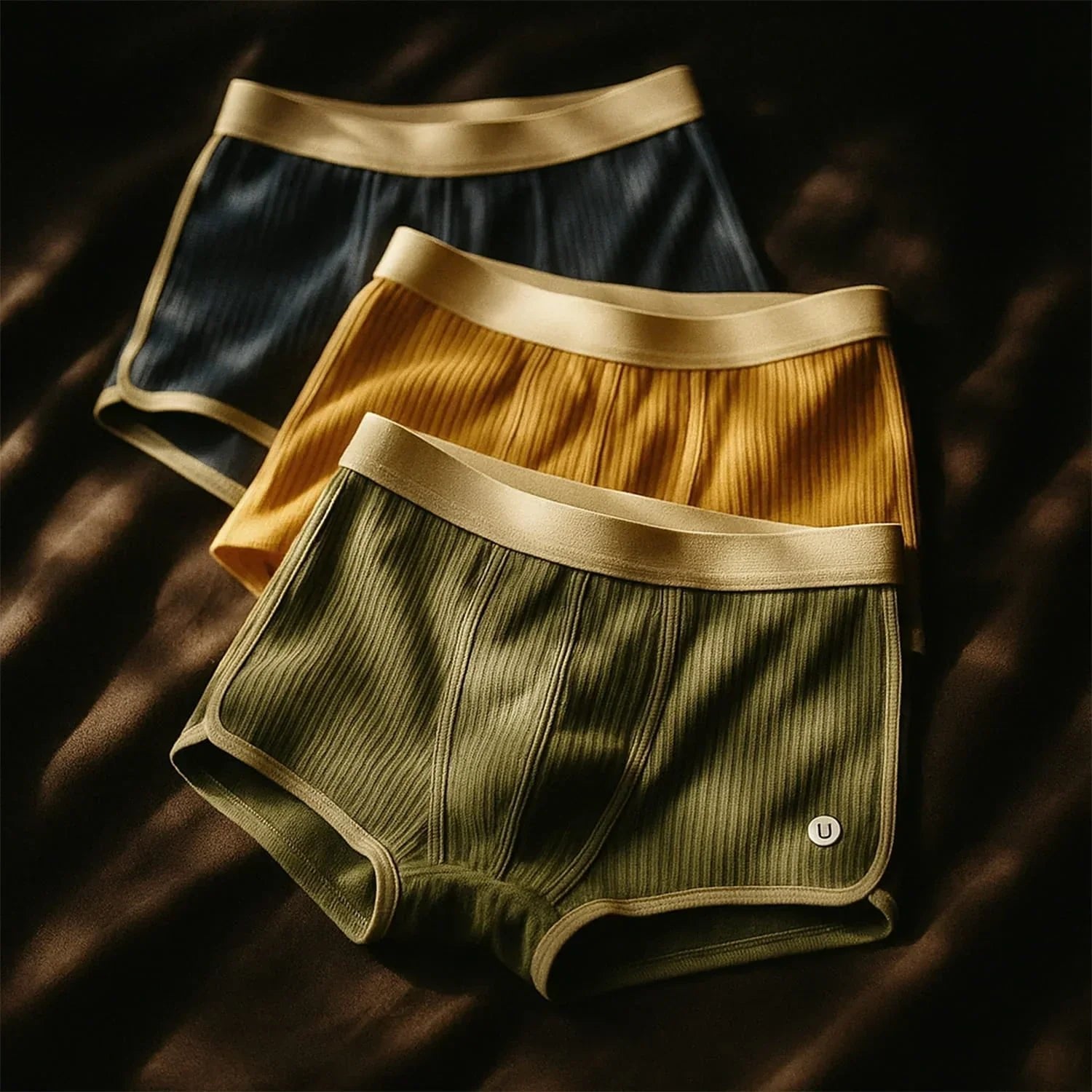 Men's Ribbed Cotton Boxer Shorts Breathable Comfort
