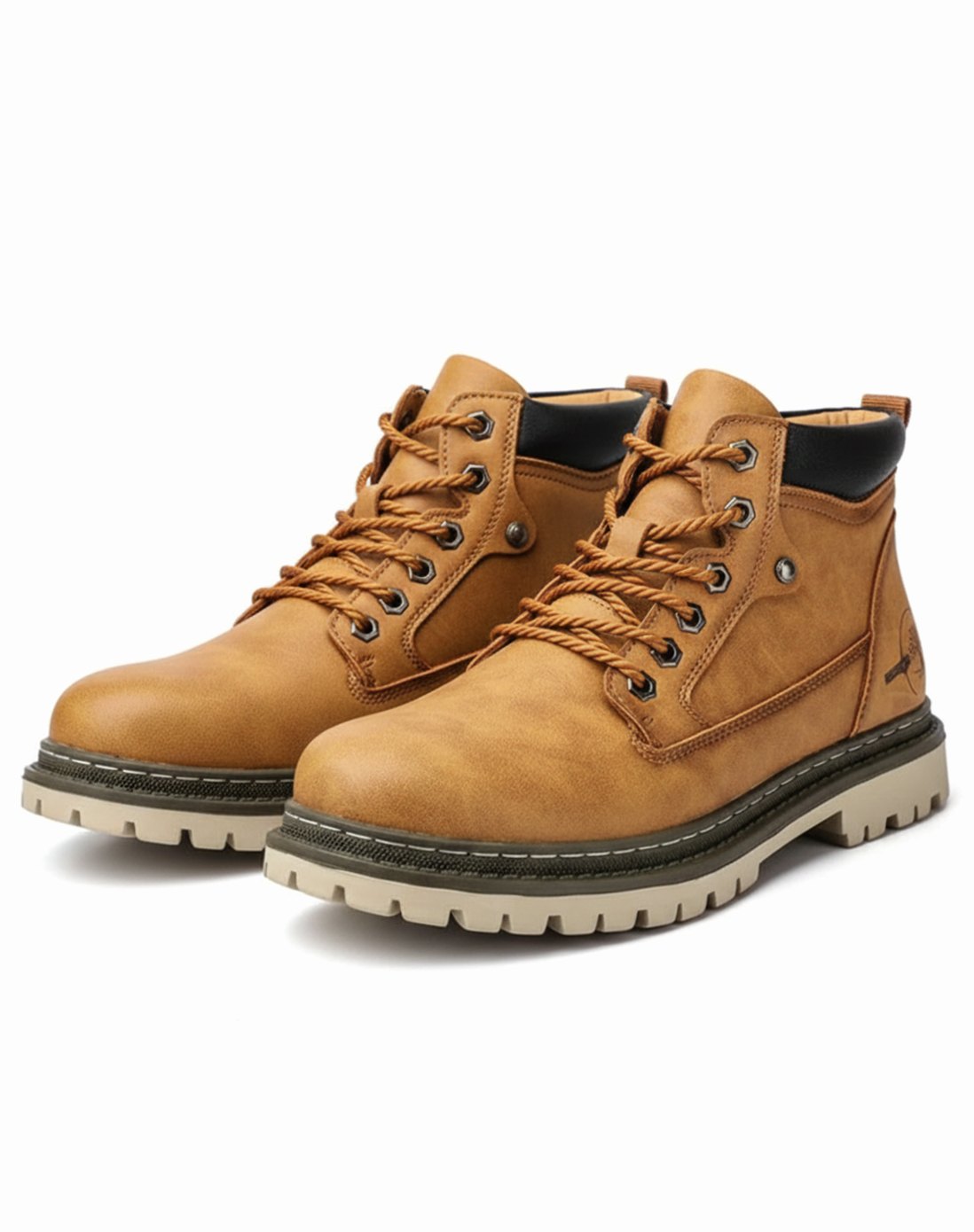 Men's Rugged Lace-Up Ankle Work Boots Padded Collar - Brown
