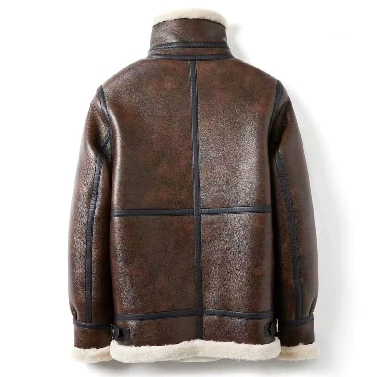 Men's Shearling-Lined Leather-Finish Aviator Jacket