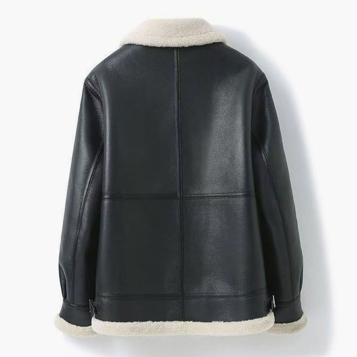 Men's Shearling-Lined Leather-Finish Aviator Jacket