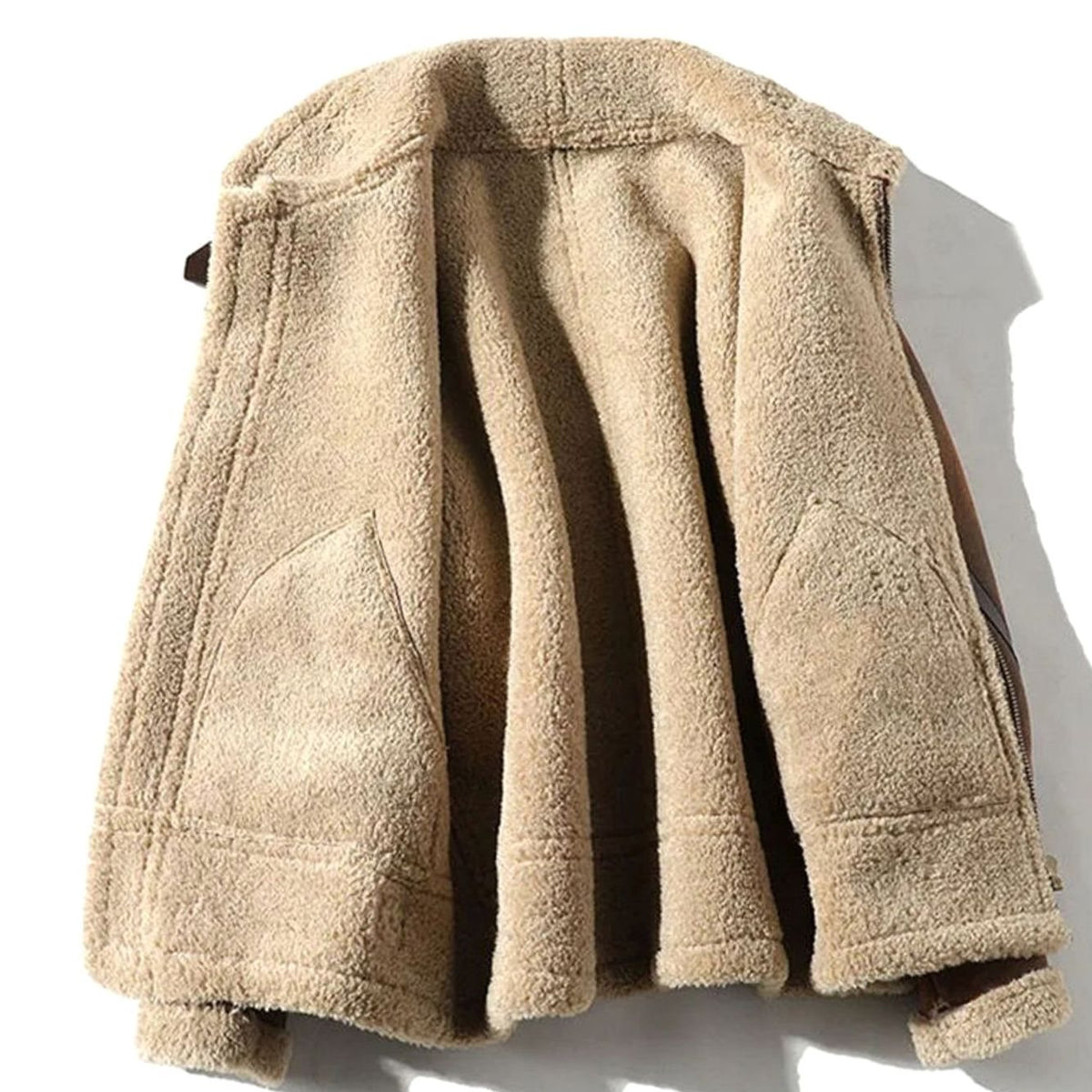 Men's Shearling-Lined Suede Aviator Bomber Jacket
