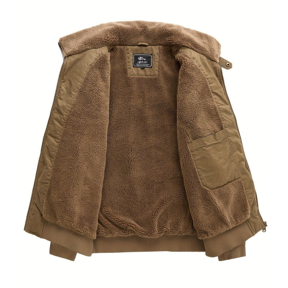 Men's Sherpa Collar Bomber Jacket Zip Front