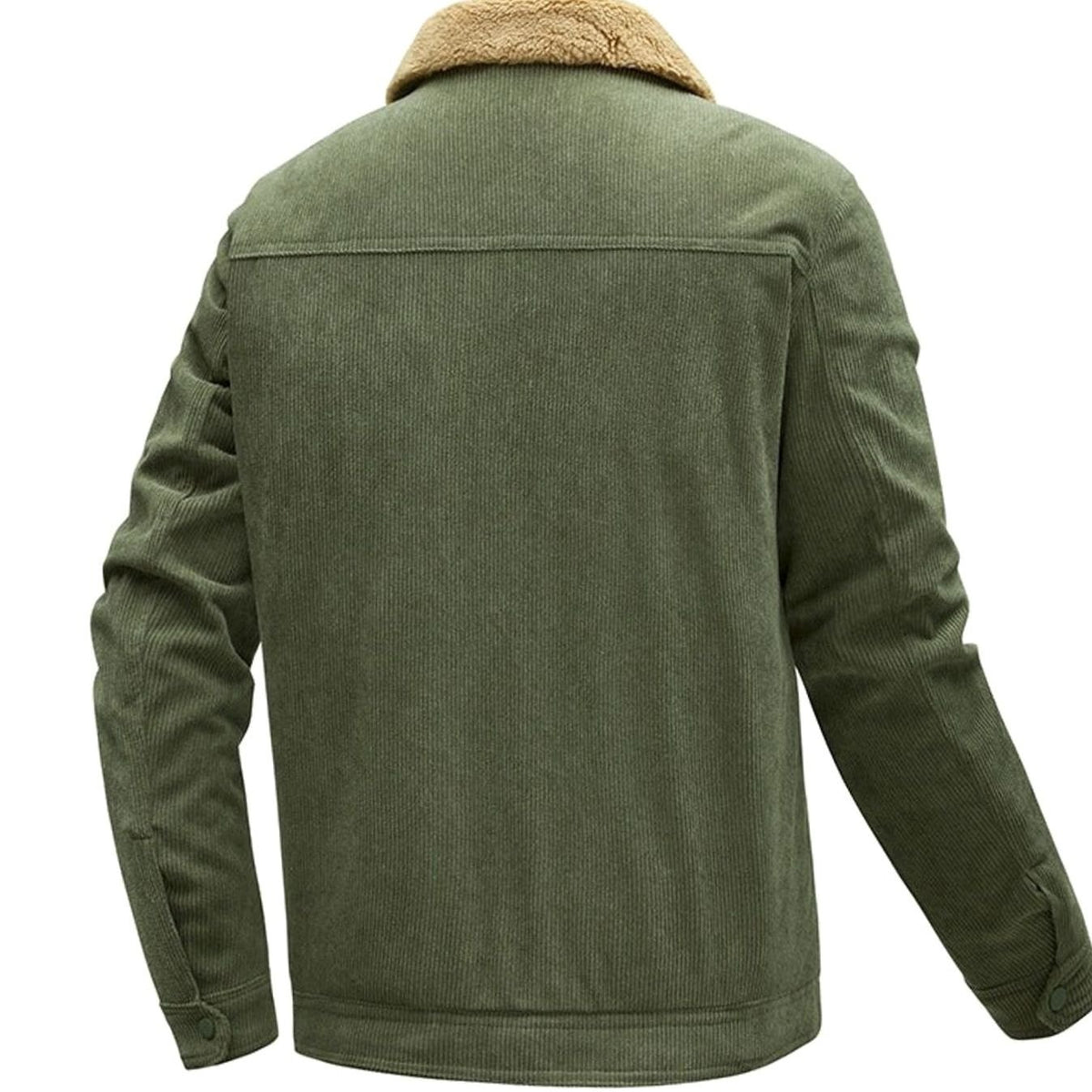 Men's Sherpa-Lined Corduroy Button-Up Jacket with Chest Pockets