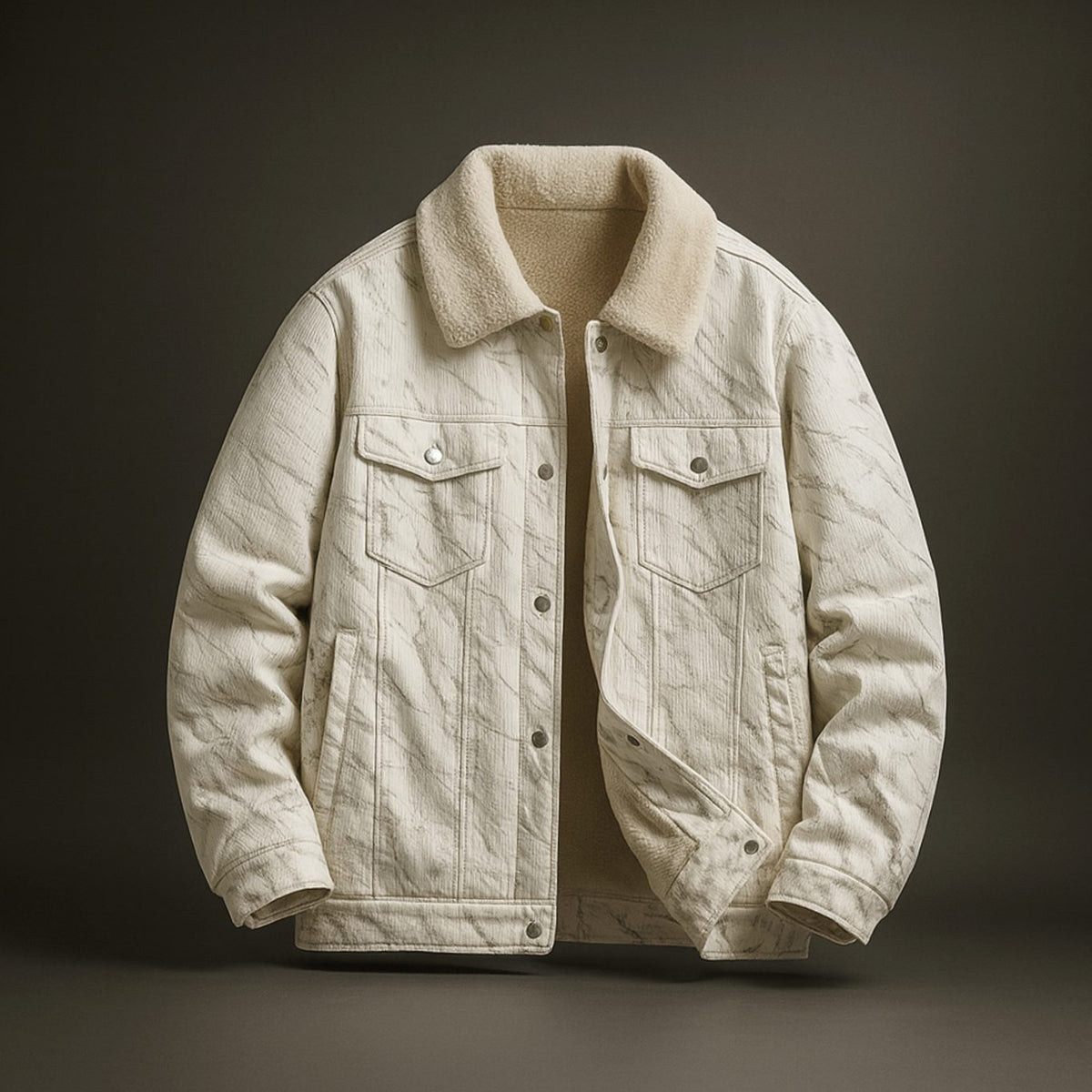 Men's Sherpa-Lined Corduroy Trucker Jacket - Khaki