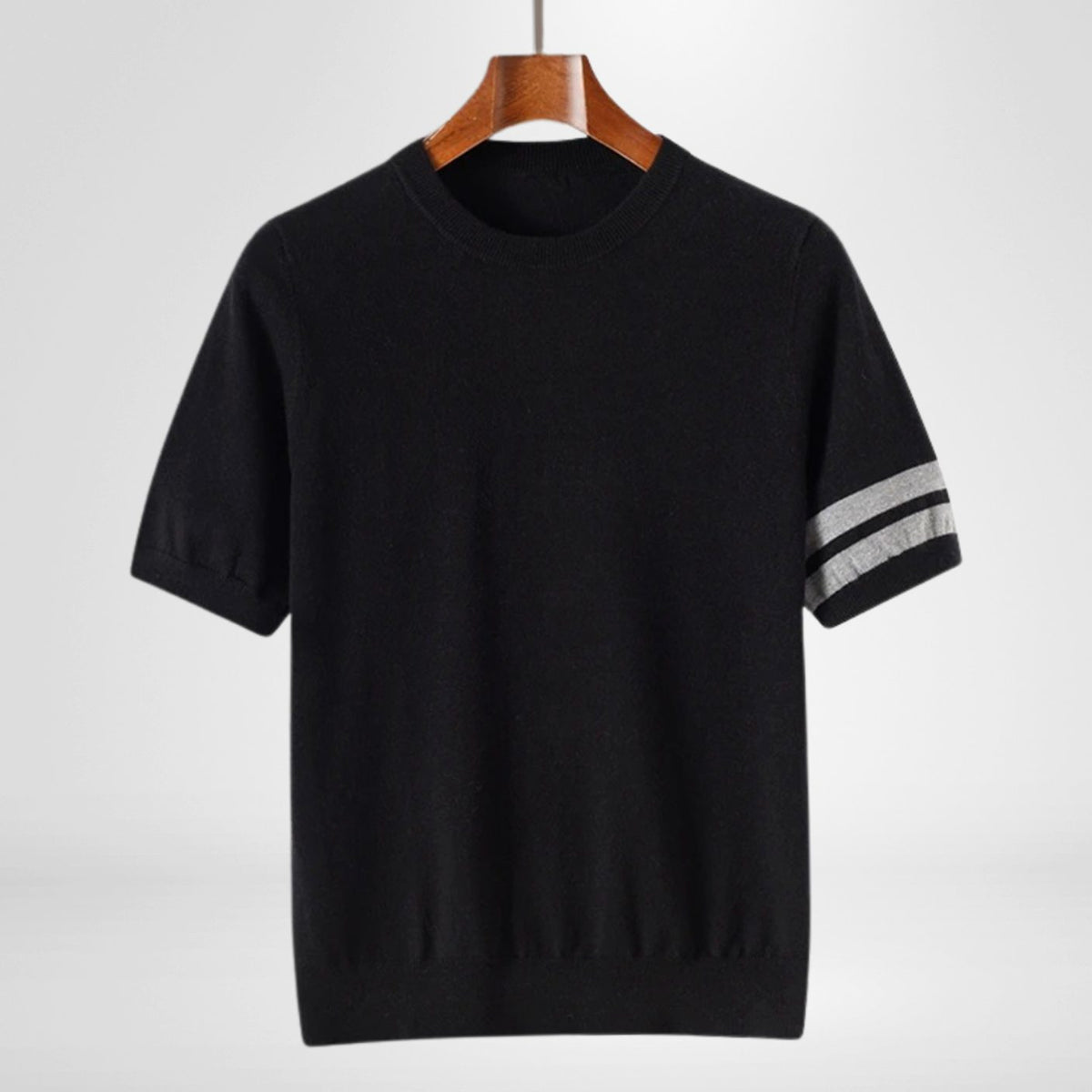 Men's Short-Sleeve Cotton Crewneck Knit Top - Black