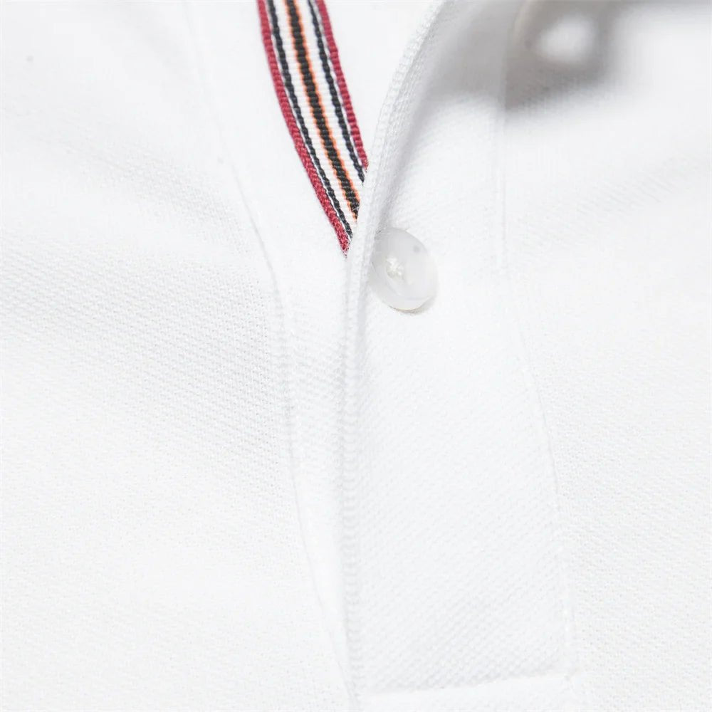 Men's Short Sleeve Polo Shirt Button Placket Giraffe Emblem
