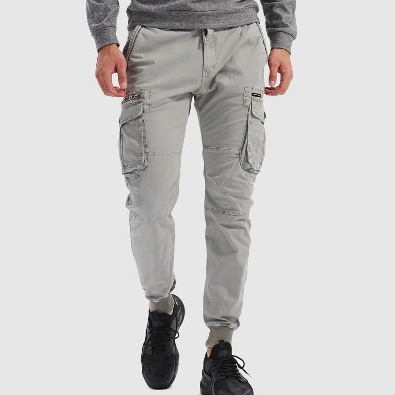 Men's Slim Fit Cargo Joggers with Utility Pockets - Gray