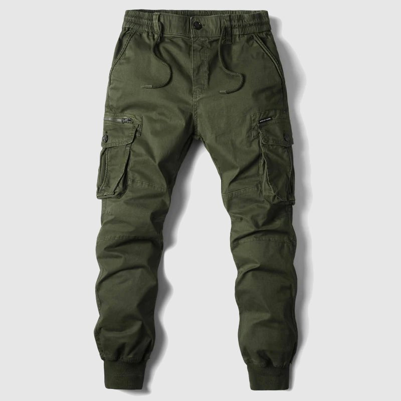 Men's Slim Fit Cargo Joggers with Utility Pockets - Green