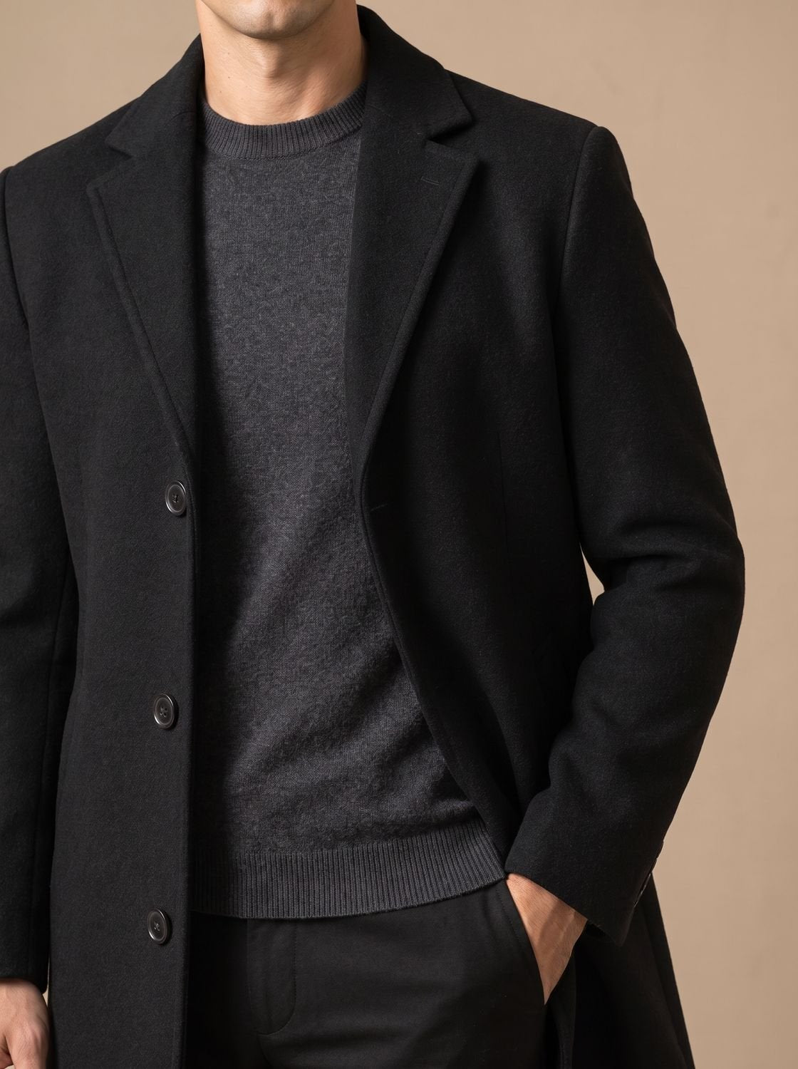 Men's Slim-Fit Single-Breasted Notched-Lapel Tailored Topcoat